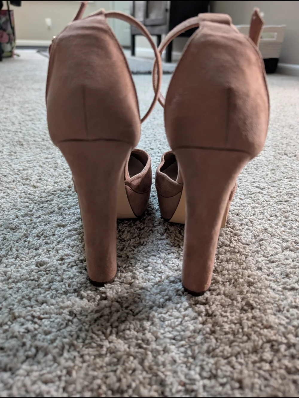 Forever 21 Blush Pink Suede-Look Platform Heels with Ankle Strap - Picture 3 of 5